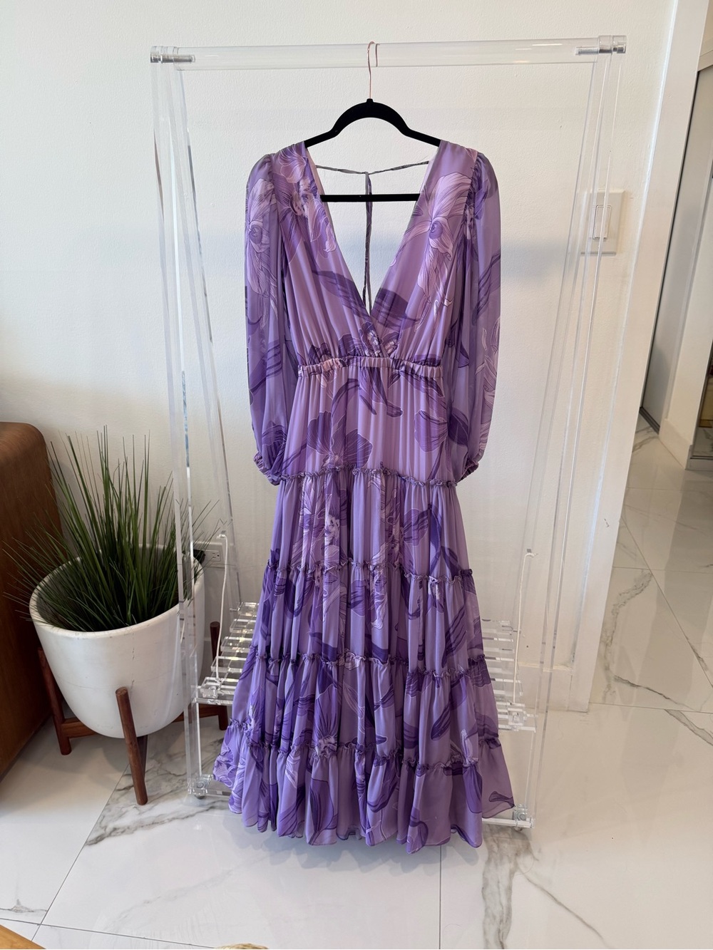 NWOT Purple Floral V-Neck Maxi Dress